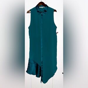 Rachel Rachel Roy Sleeveless Kelly Green Crepe Button Down‎ Shirtdress Women XXL